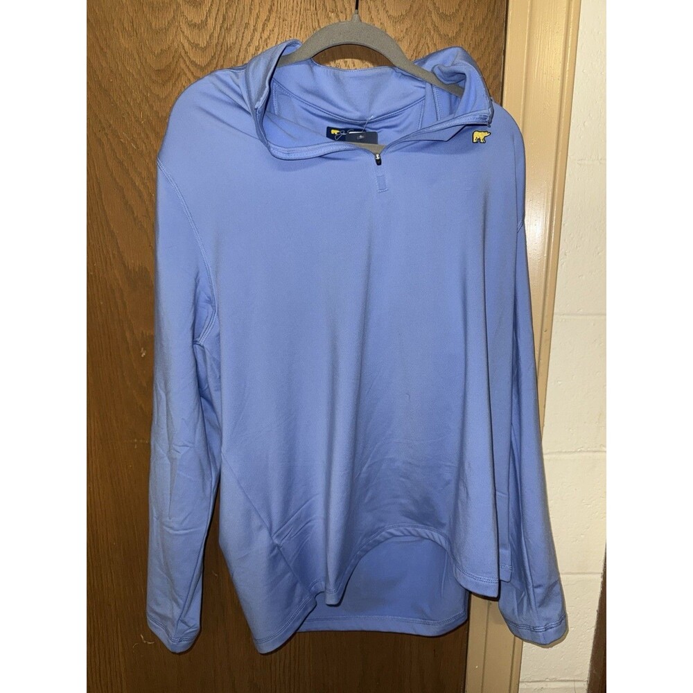 NWT Jack Nicklaus Golf Mens XL Blue Solid Bear Logo Mock Neck Quarter Zip